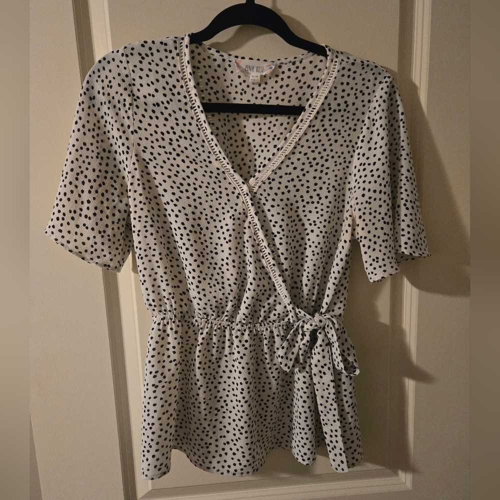 White and Black Polka Dot Blouse